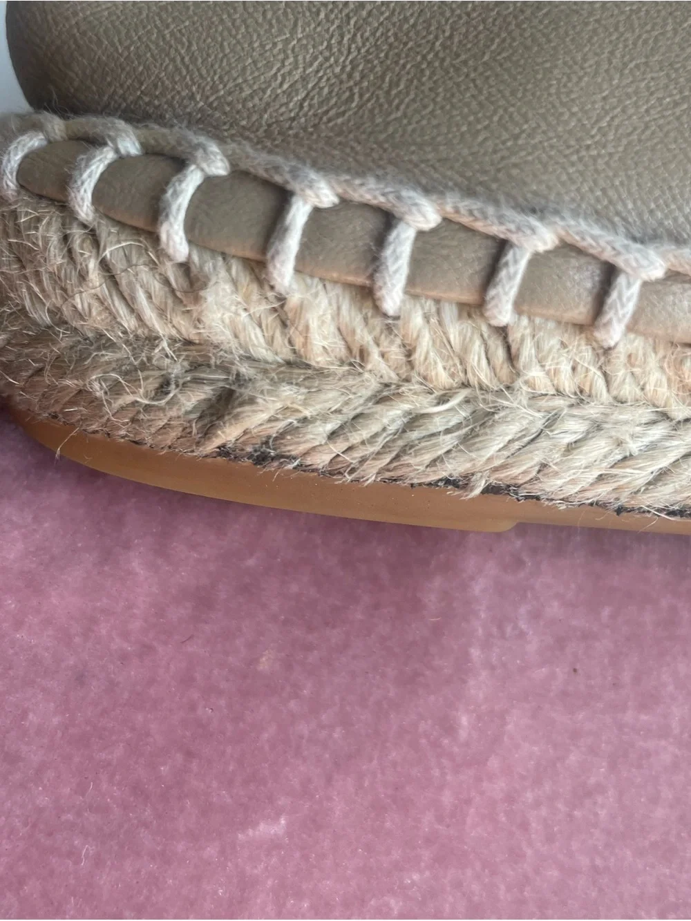 CHANEL Beige Leather Espadrille Flats with Black Cap Toe
